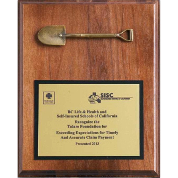 Walnut Wood Plaque w/ Shovel (8" X 10") 1