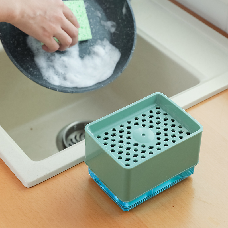 13oz Kitchen Pump Soap Dispenser w/Sponge 8