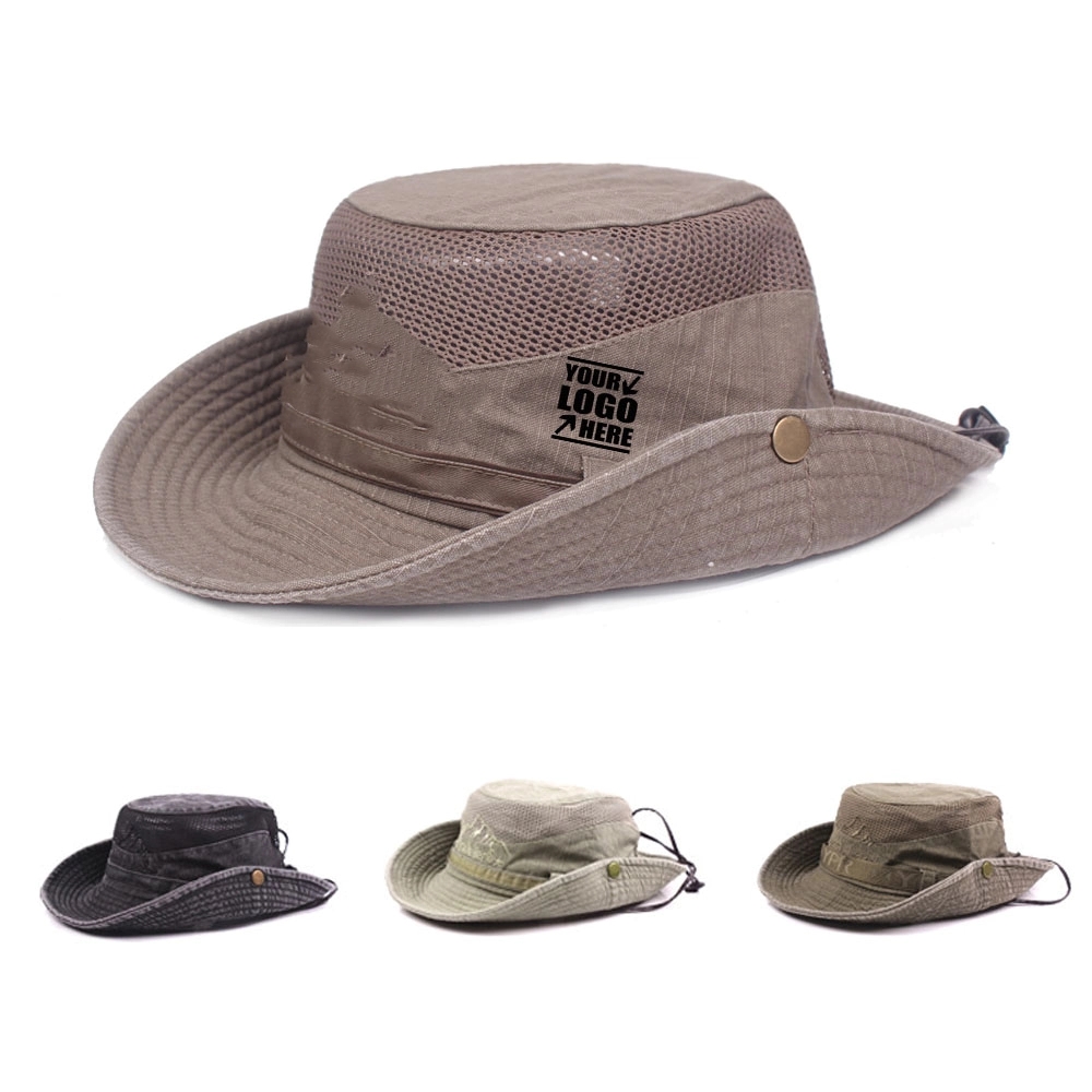 Cotton Embroidery Visor Mesh Bucket Hats 3
