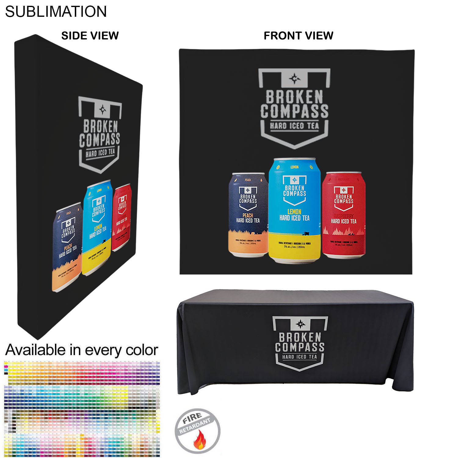 Tradeshow booth package Ultra, 7.5' Straight Wall Display with Wrap End Caps & Premium 6' tablecloth 4