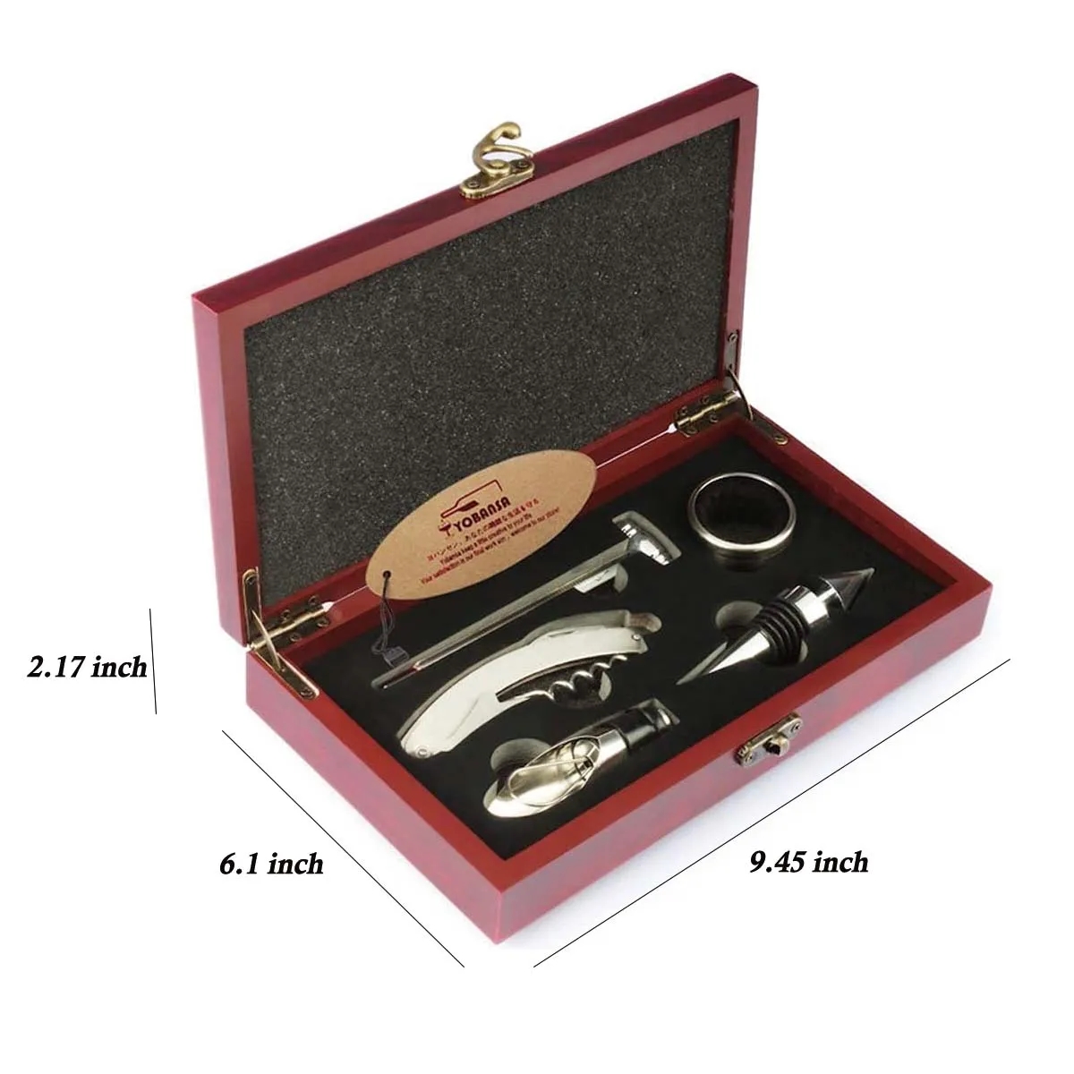 Stock High Quality 5 Set Wooden Box Wine Accessory 3