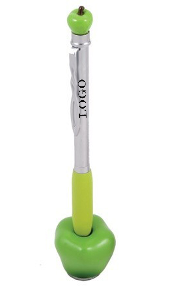 3D Green Apple Metal Pen w/Stand 1
