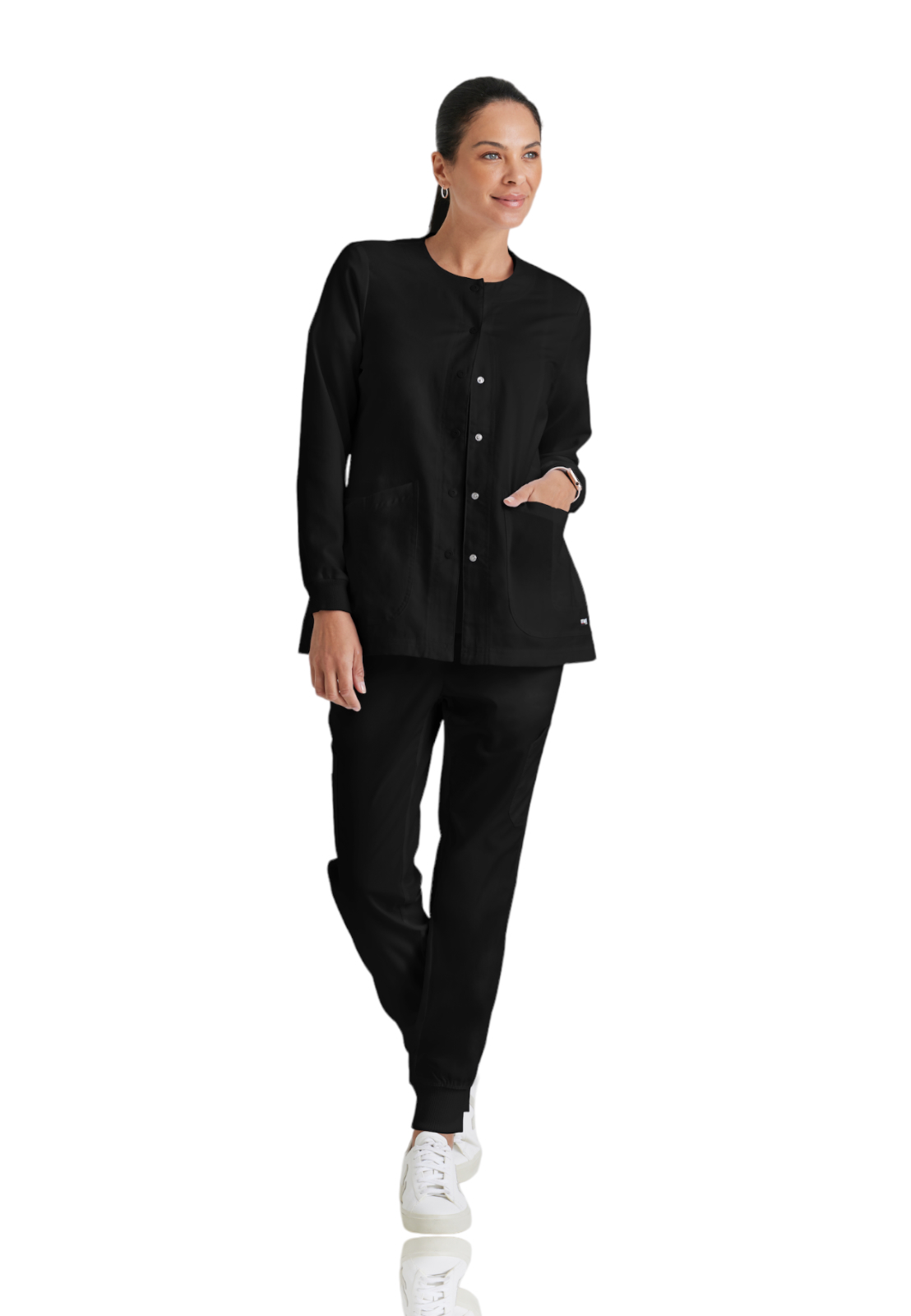 Grey's Anatomy - Classic - Women's Four-Pocket Snap Front Jamie Warm Up Scrub Jacket 4