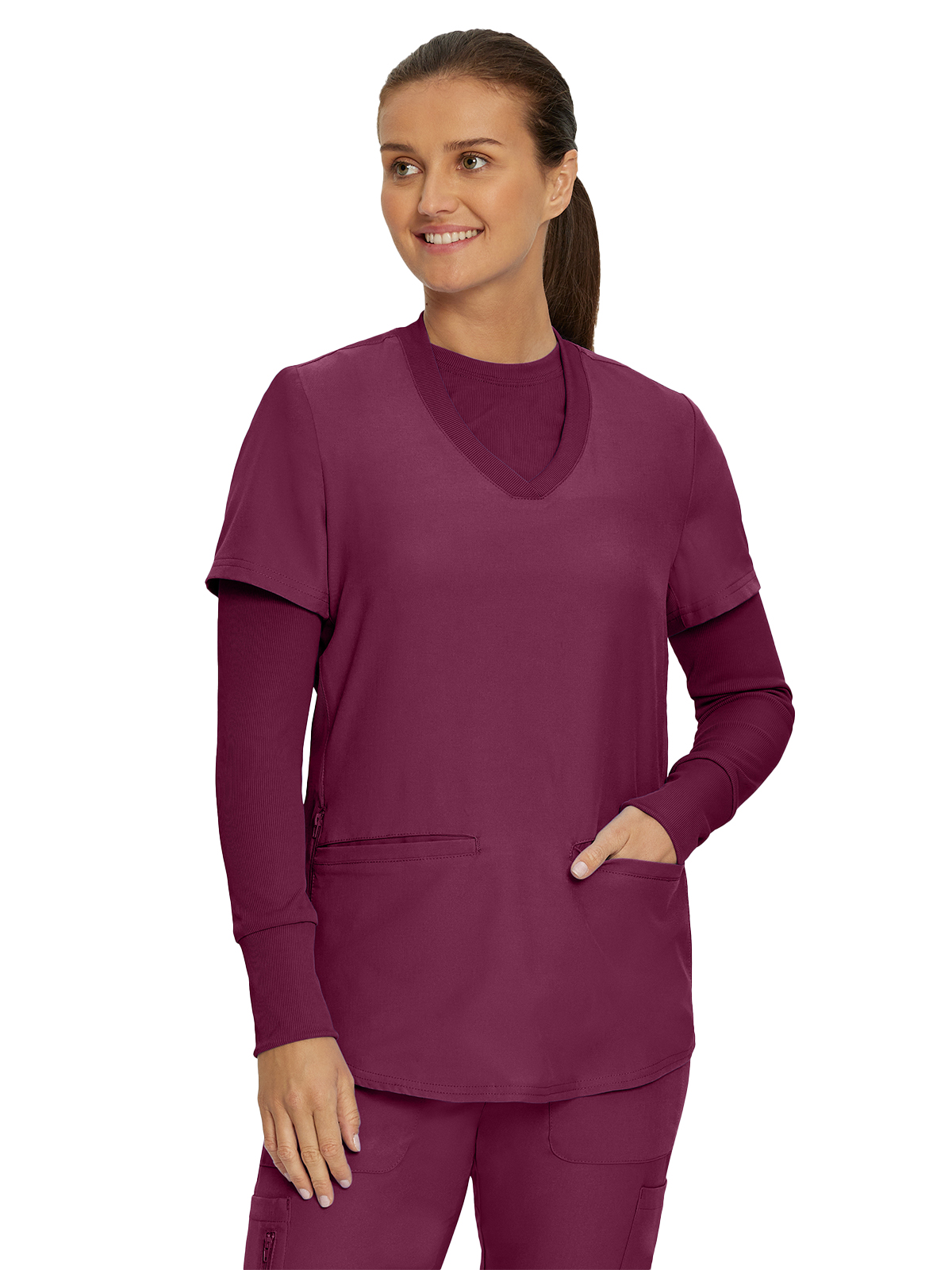 Landau - Forward - Women's One-Pocket Long-Sleeve Crew Neck Underscrub Tee 21