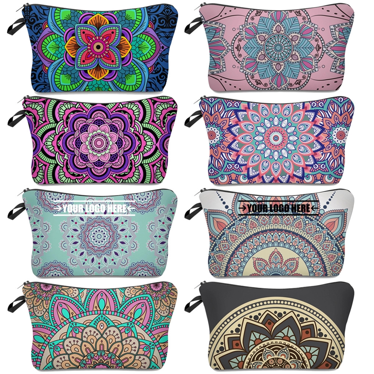 Toiletry Travel Cosmetic Bag with Mandala Flowers 2