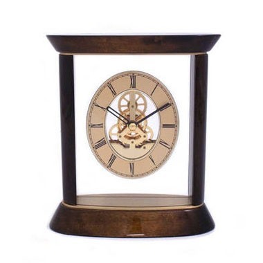 Walnut Wood Skeleton Clock w/ Name Plate 1