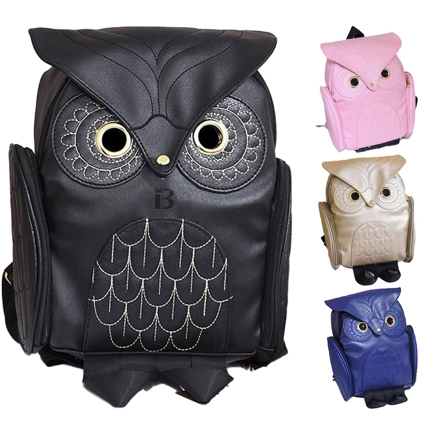 PU Leather Owl Cartoon Backpack 3