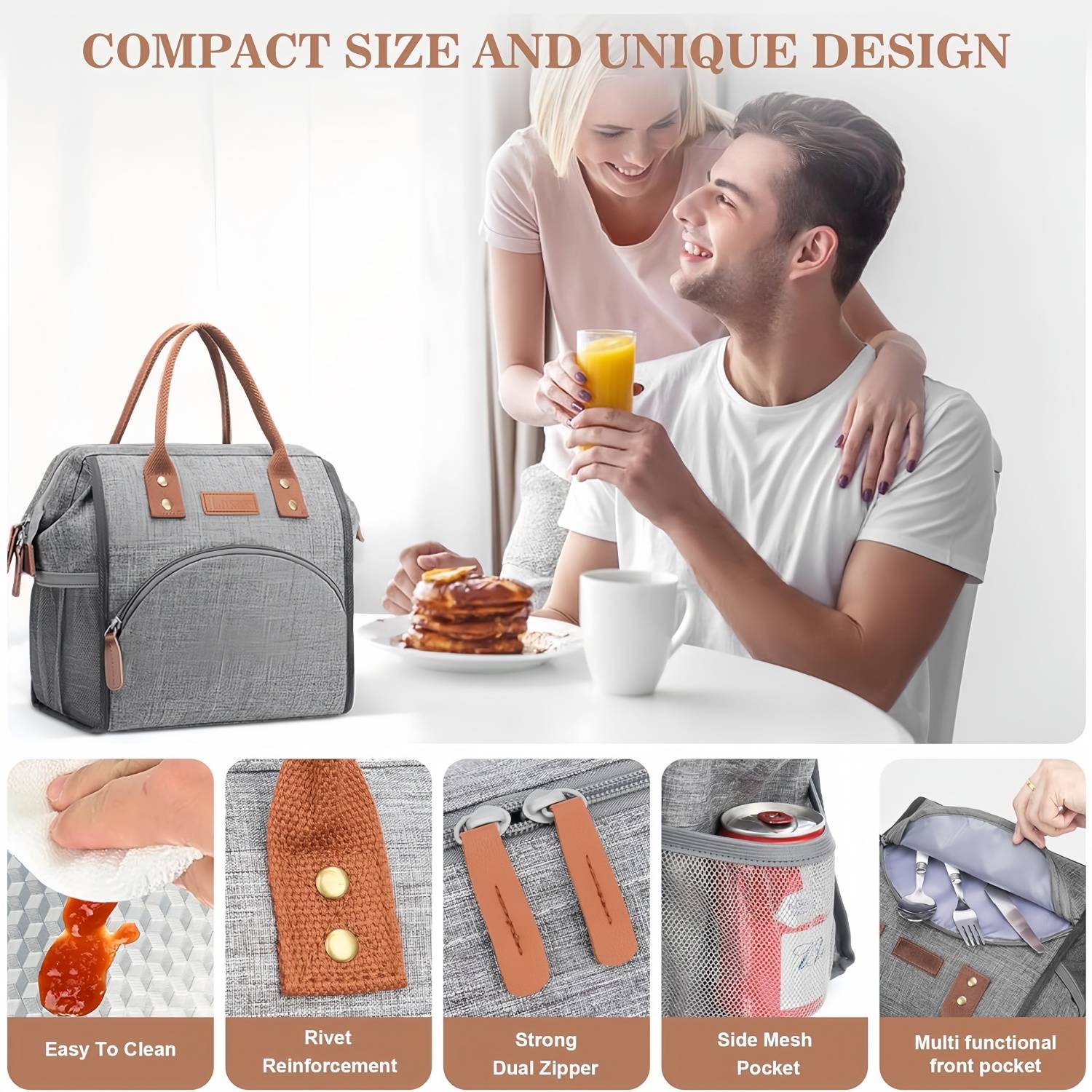 10L Wide Open Nylon Insulated Lunch Cooler Tote Bag w/Handle 8
