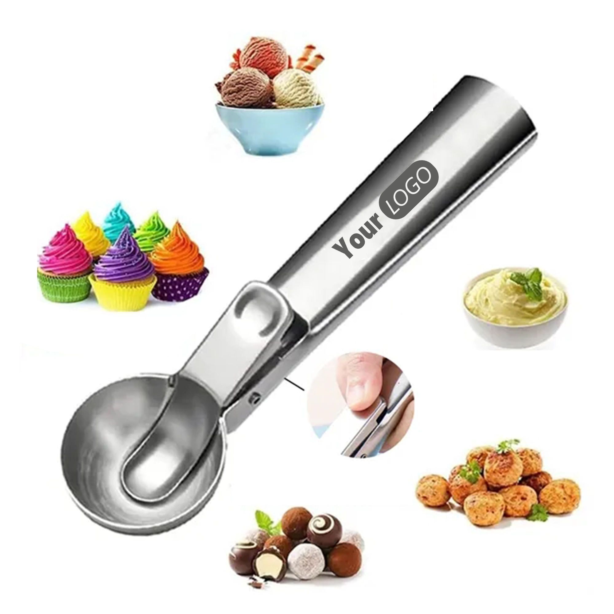 Stainless Steel Ice Cream Scoop with Trigger 1
