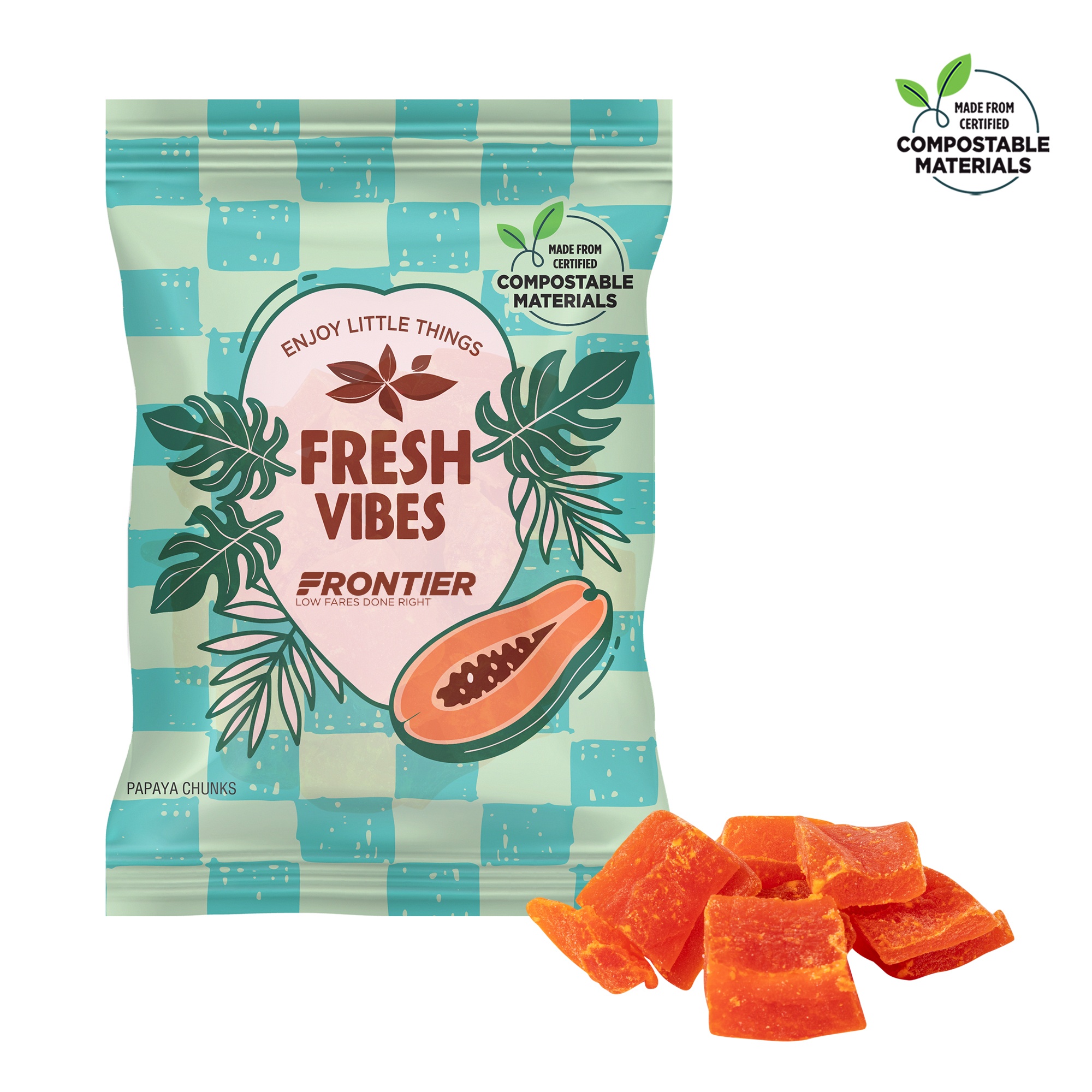 4 oz. ECO-Digibag™, Compostable & Full Color, Papaya Chunks 3