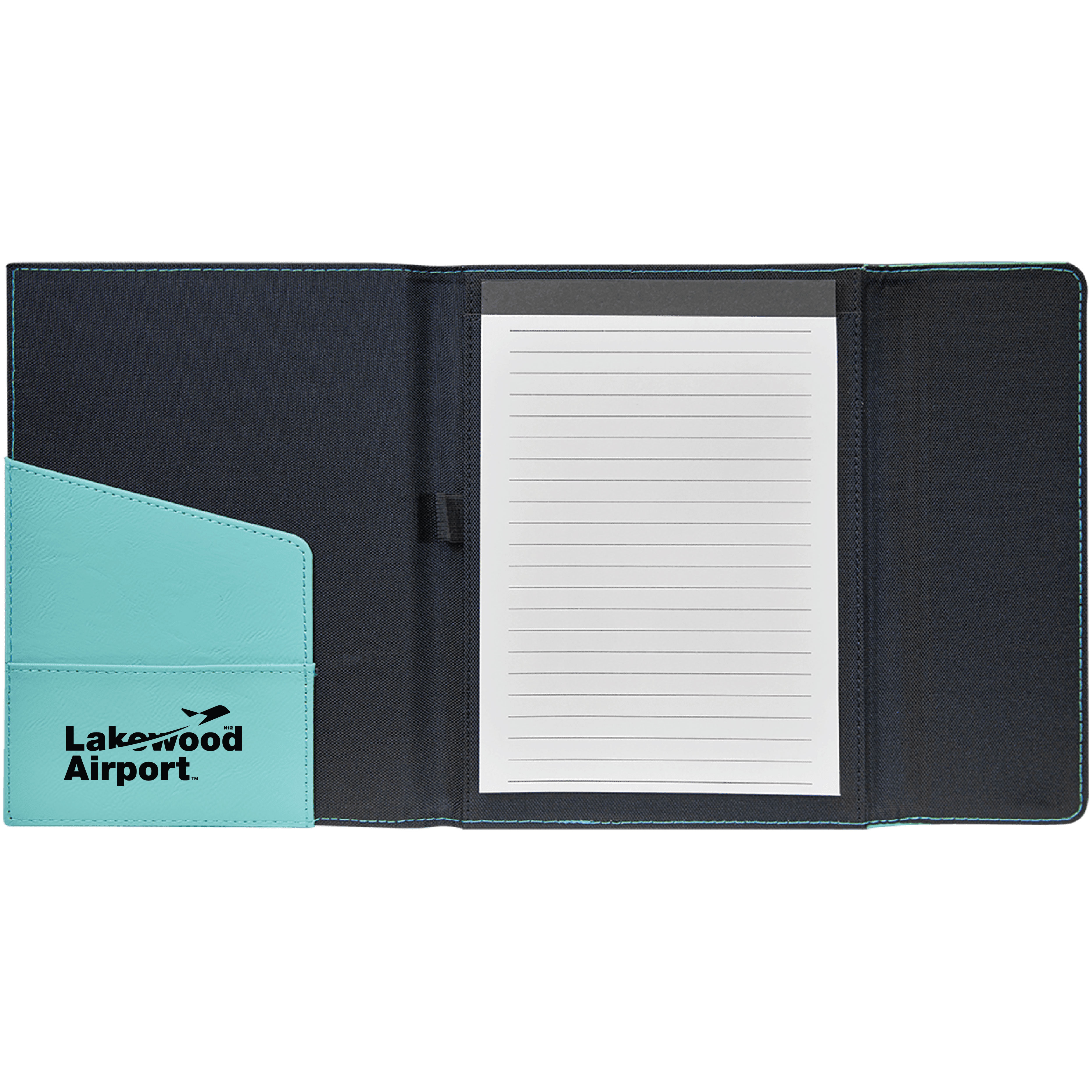 7" x 9" Teal Leatherette & Black Canvas Portfolio 6