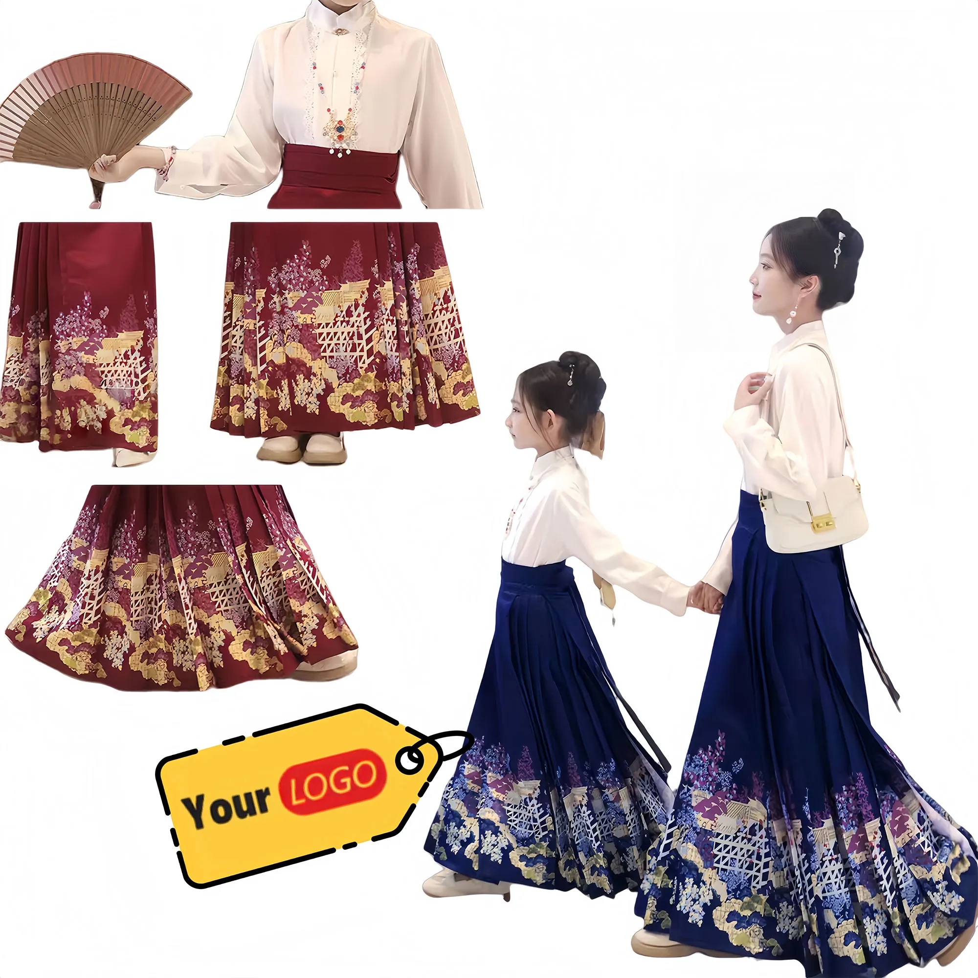 Luxurious Ancient Style Horse Face Skirt Set