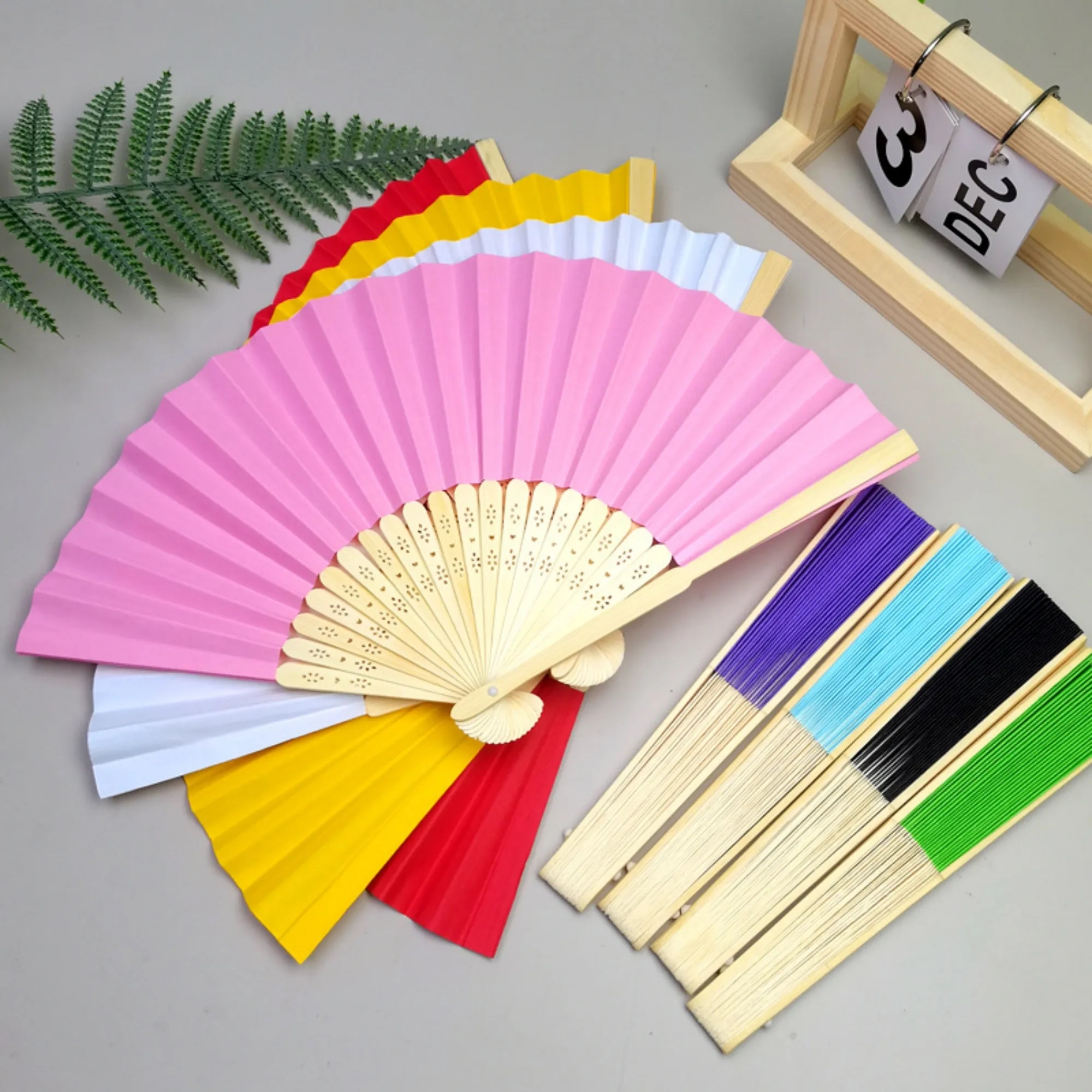 Folded Paper Hand Bamboo Fan 5