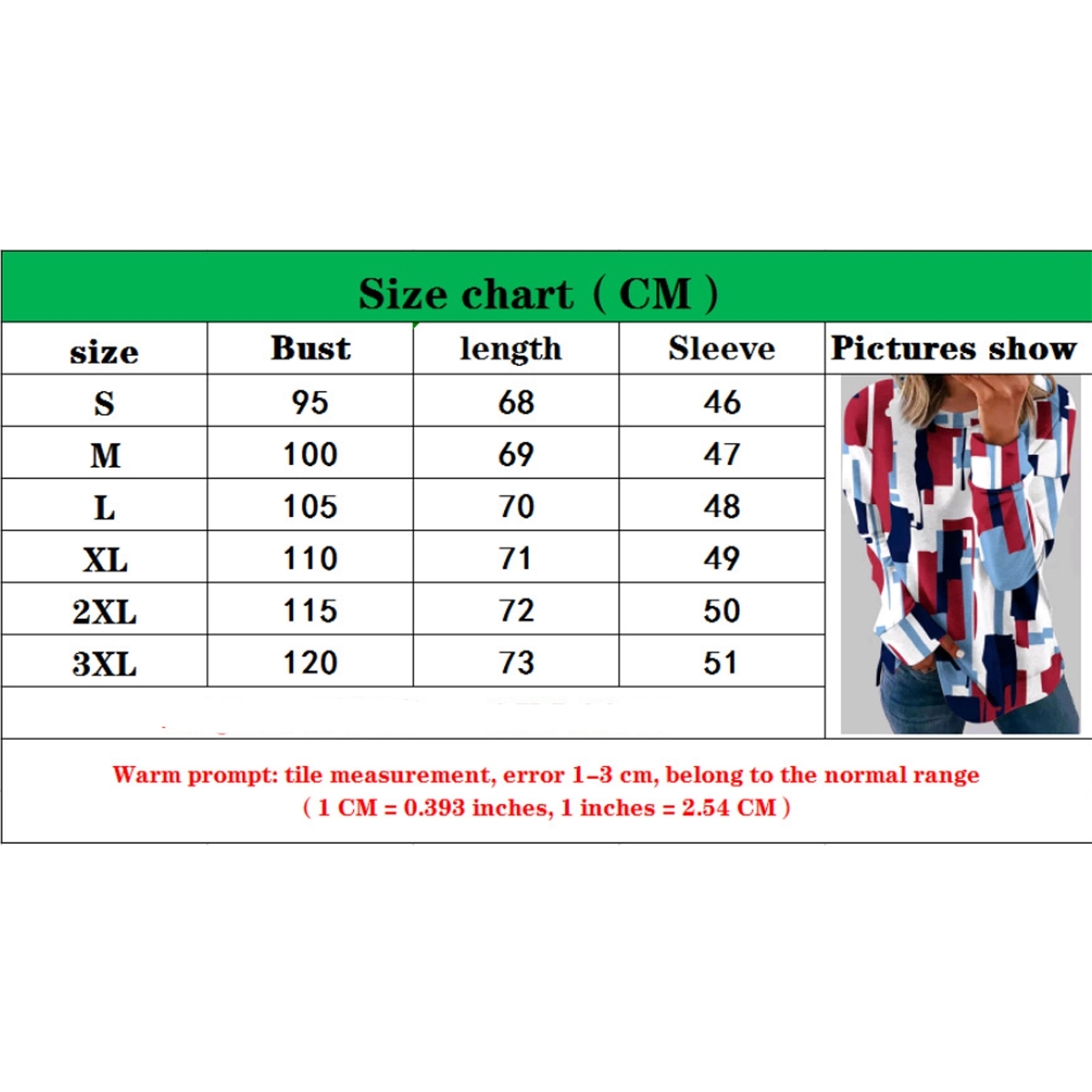Long Sleeve Round Neck Casual Printed Blouses Tops T Shirts 2
