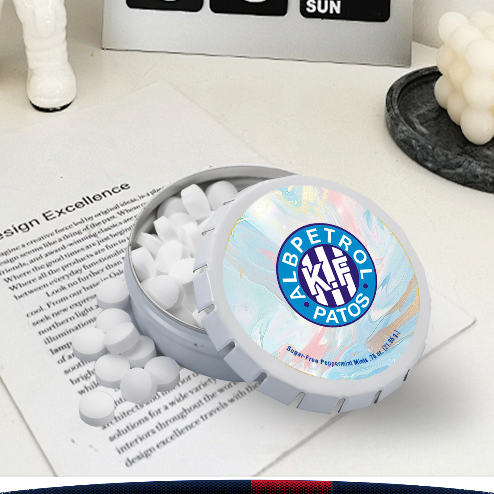 Herais Large Round Push Tin Mints 6