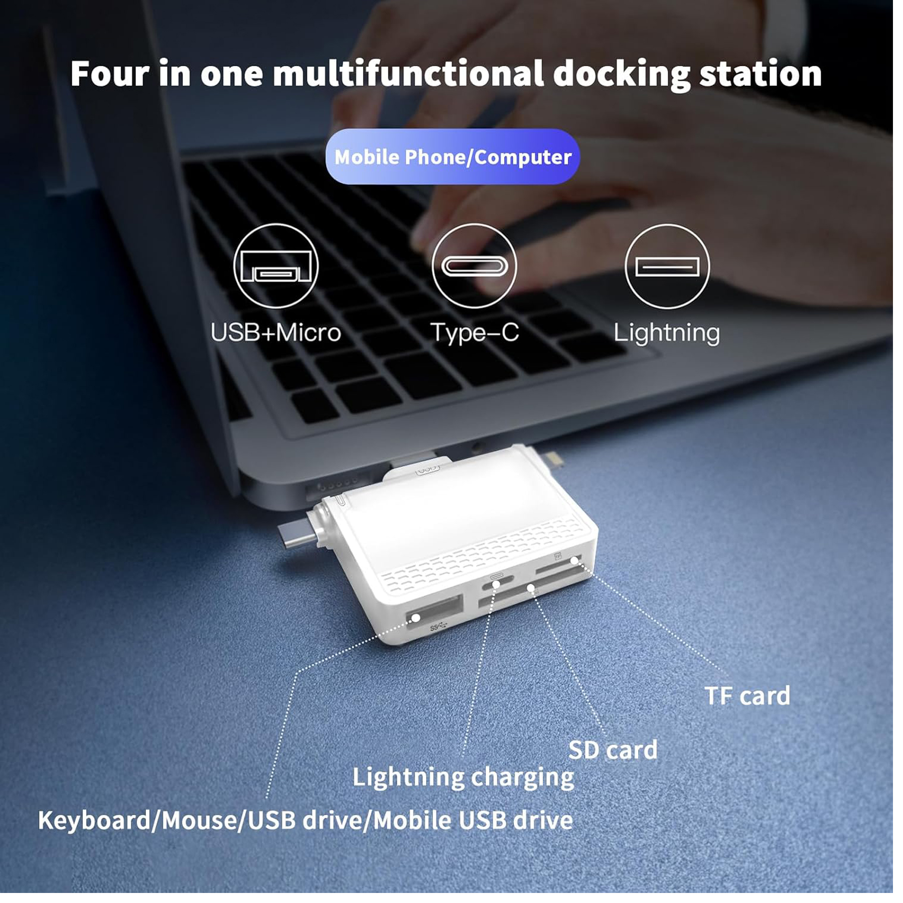 4-in-1 Multi-Function Card Reader for iOS and Android 6