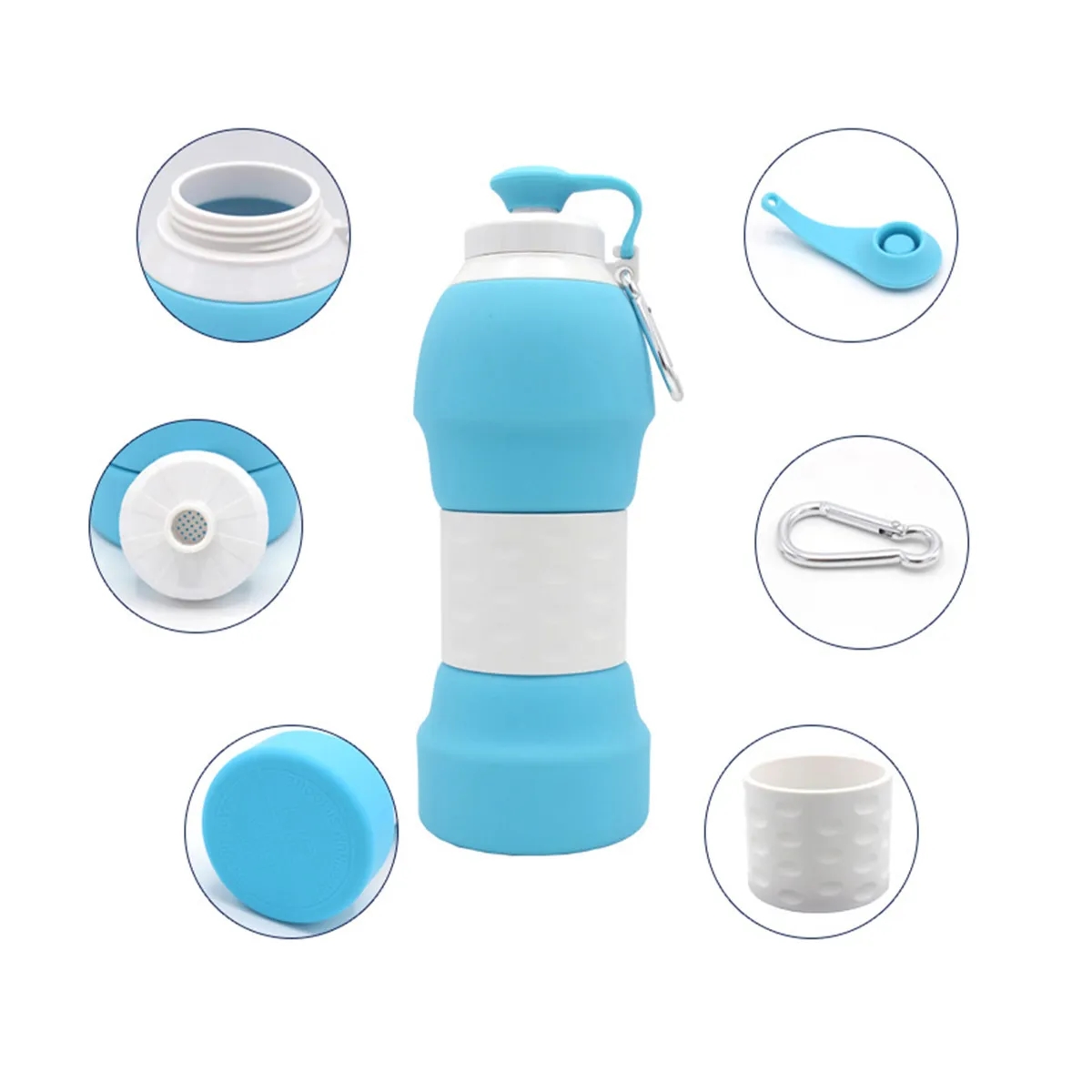 20oz Collapsible Silicone Reusable Portable Water Bottle 4