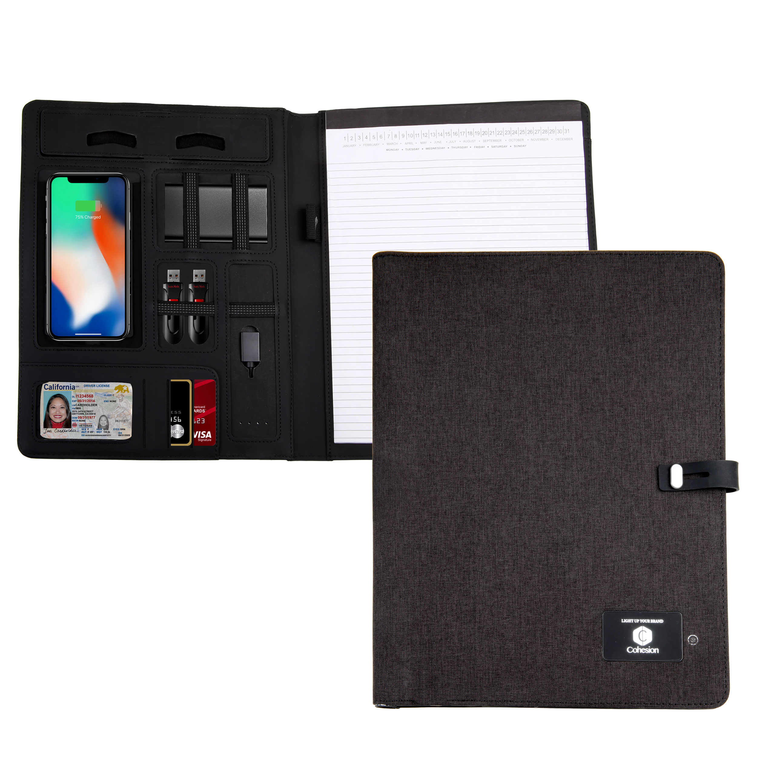 Orion - Powerbank Journal Padfolio w/ Wireless Charging