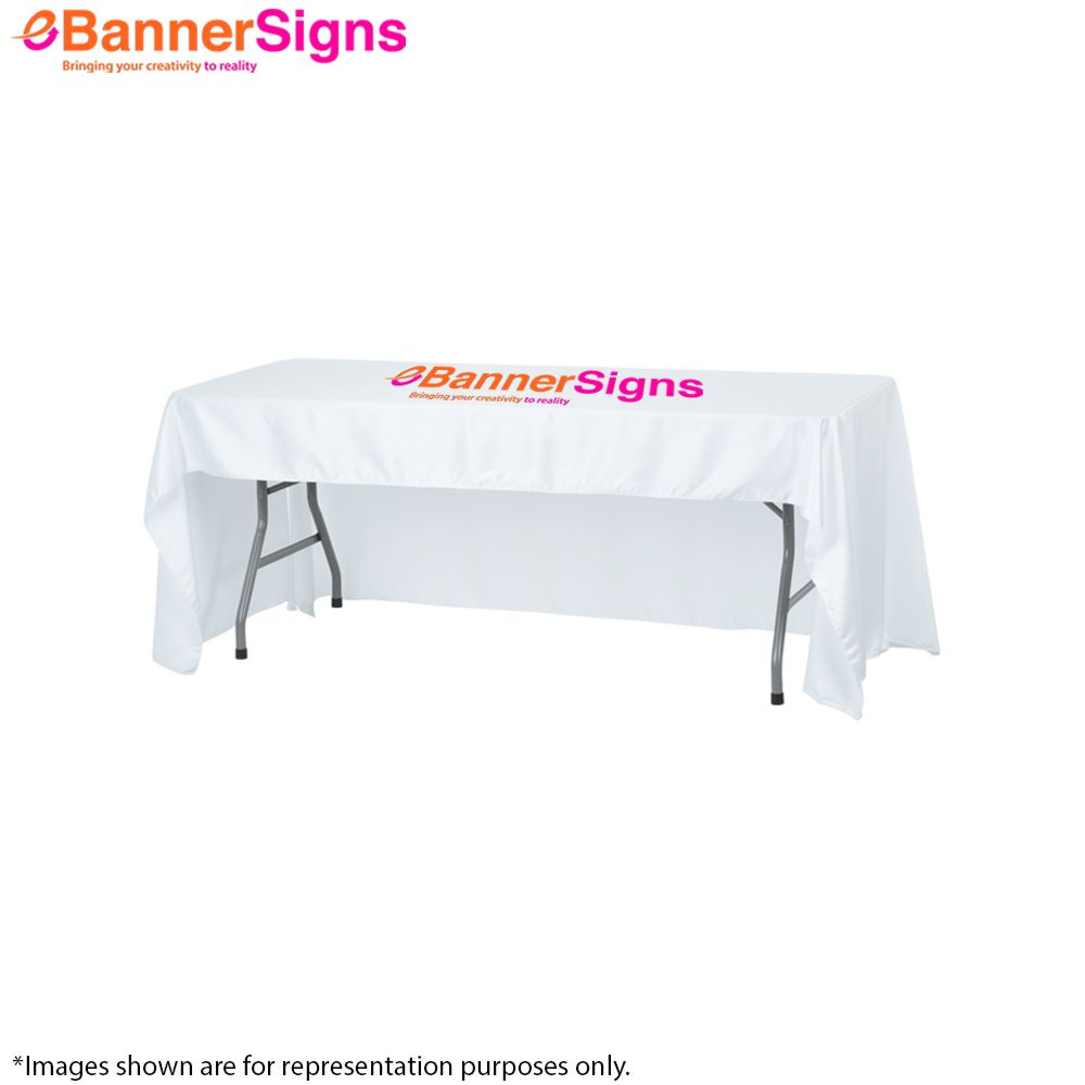 Premium White Table Covers (3-Sided Open Back) 4