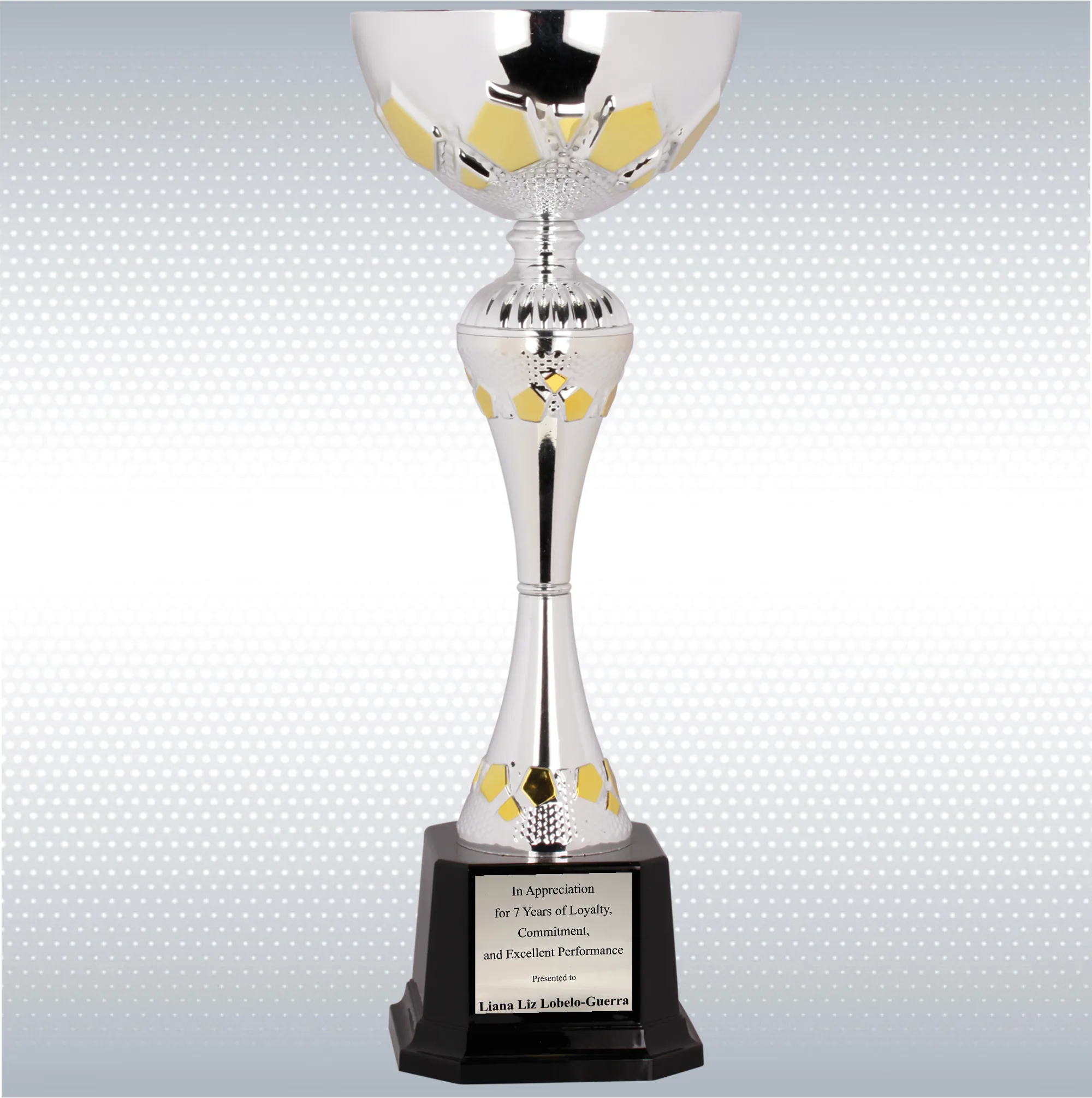 14 1/2" Silver/Gold Completed Metal Cup Trophy On Plastic Base 4