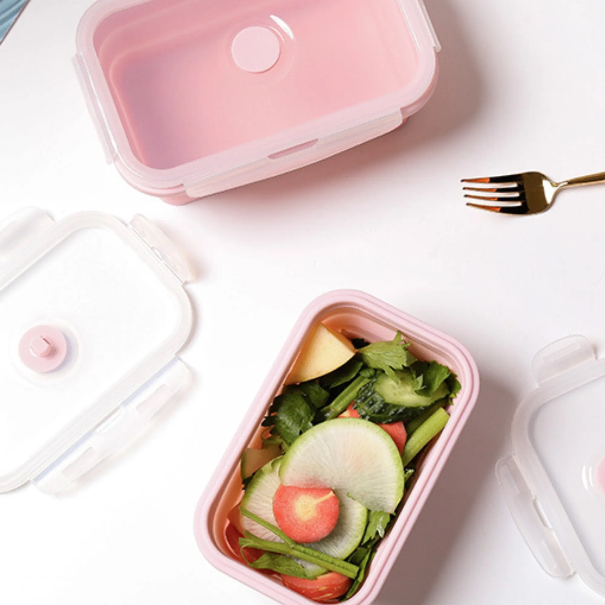 Silicone Lunch Box Collapsible Fridge Food Storage Container 4