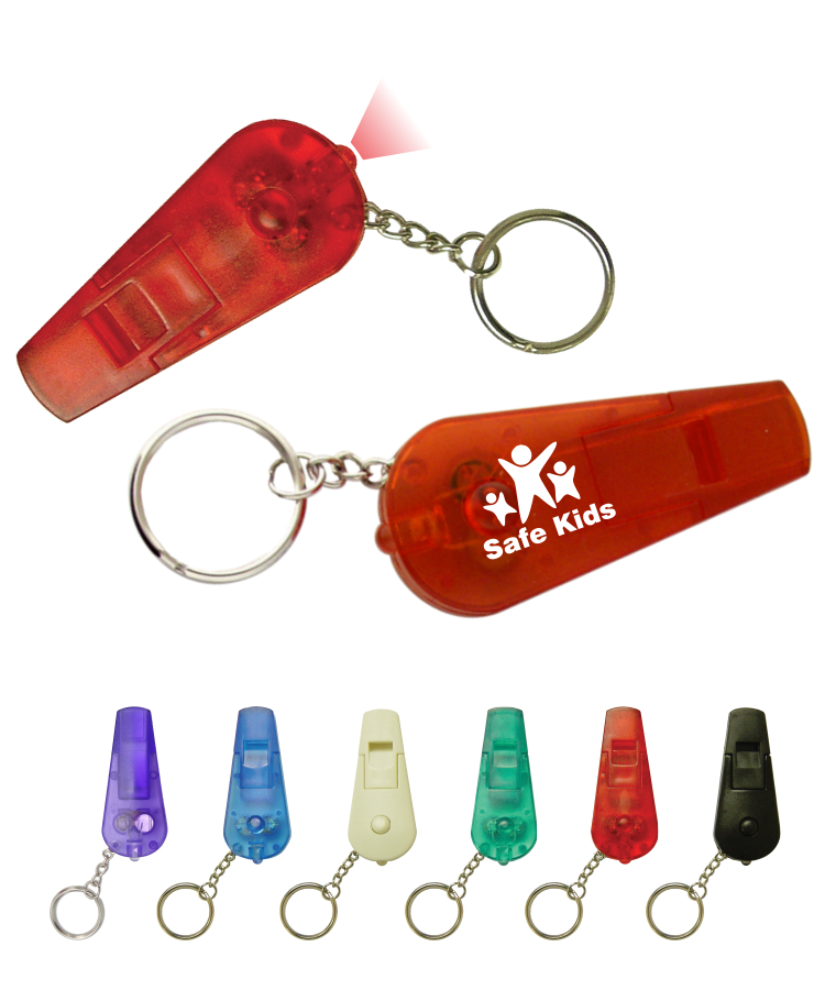Safety Whistle w/Red LED Light Key Chain 2