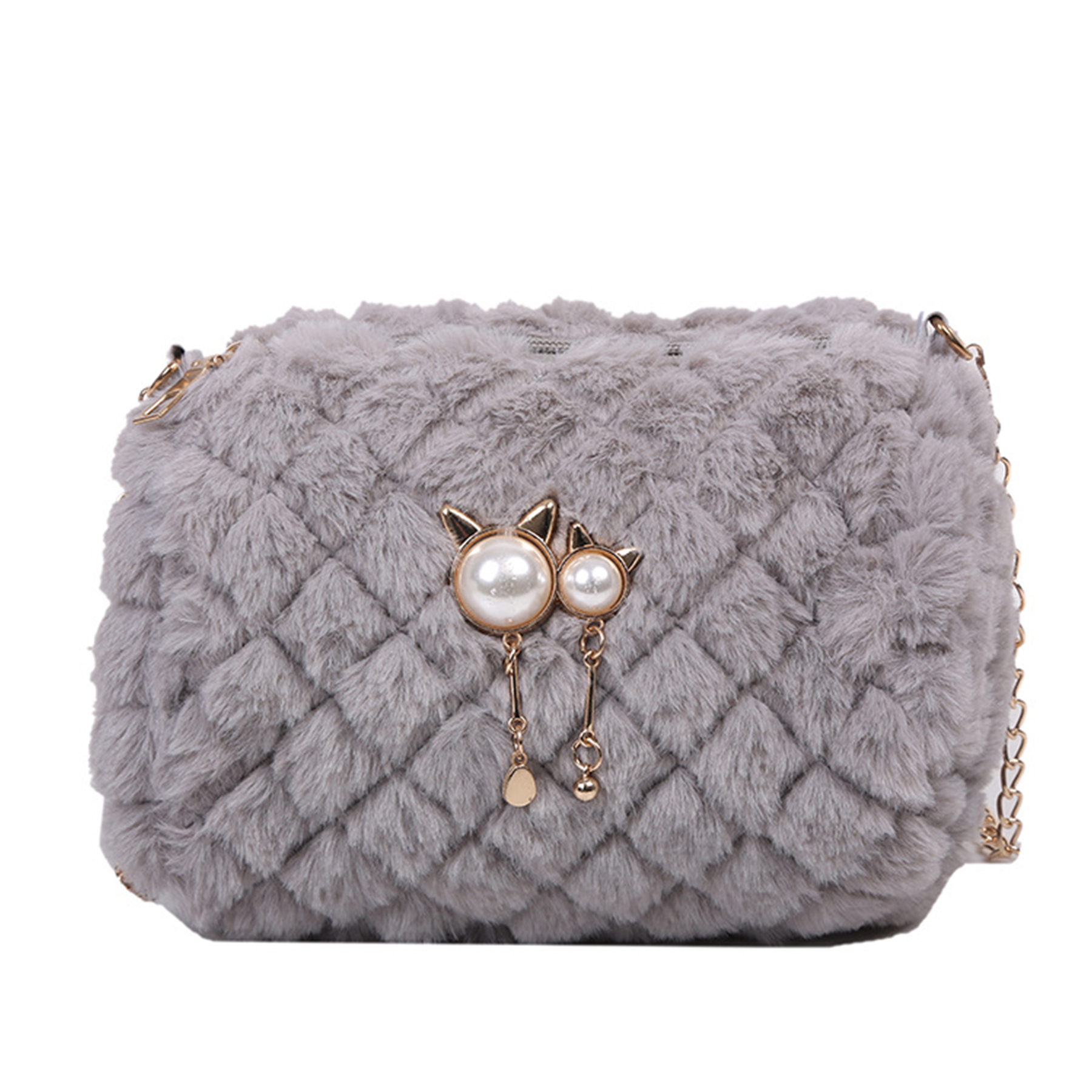 Cotton Stylish versatile cross-body plush chain shoulder bag 3