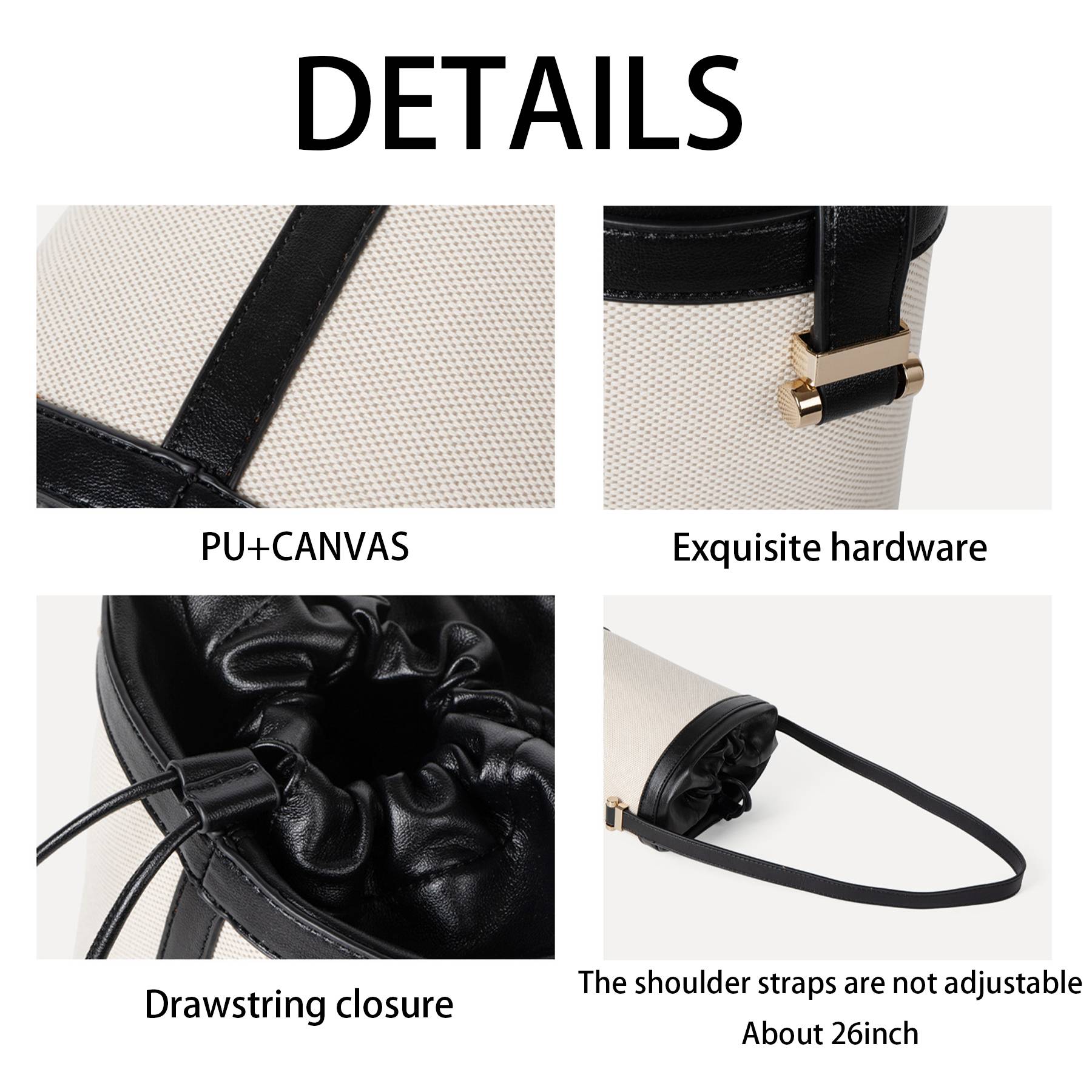 Contrasting canvas-paneled bucket shoulder bag 6