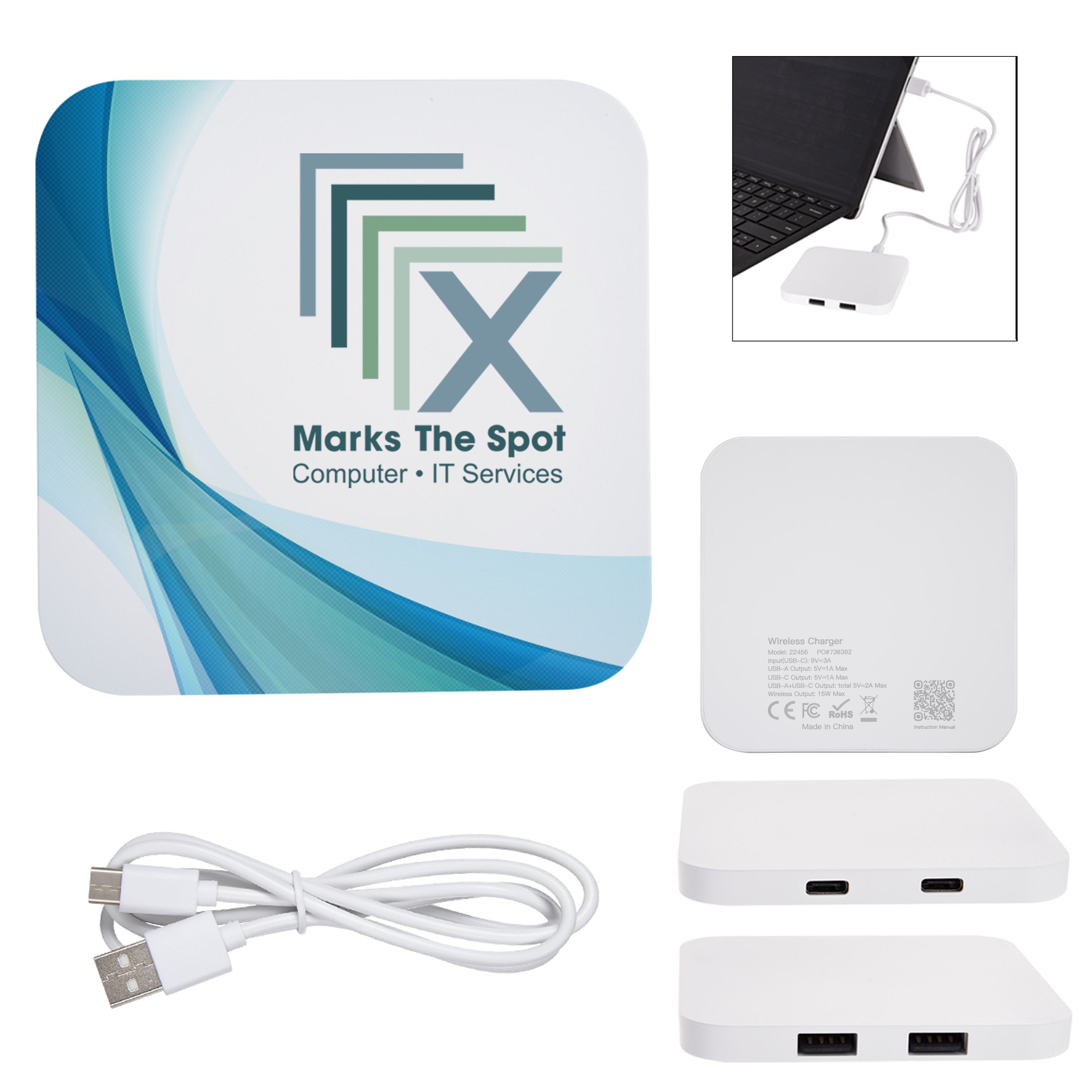 Power Up 2-Port USB Hub & Charging Pad 2.0