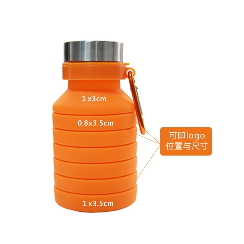 18oz Collapsible Silicone Water Bottles with Carabiner 6