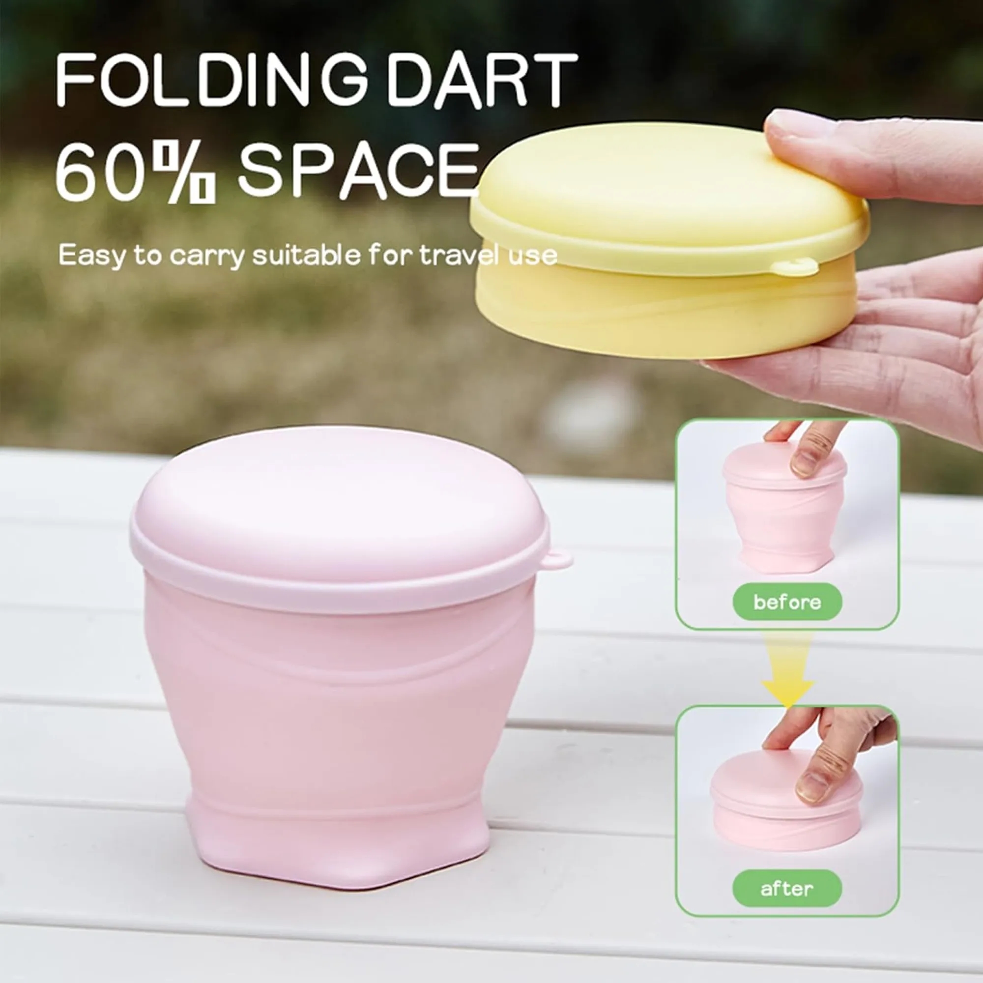 6oz Foldable Silicone Cup with Lid and Lanyard 3