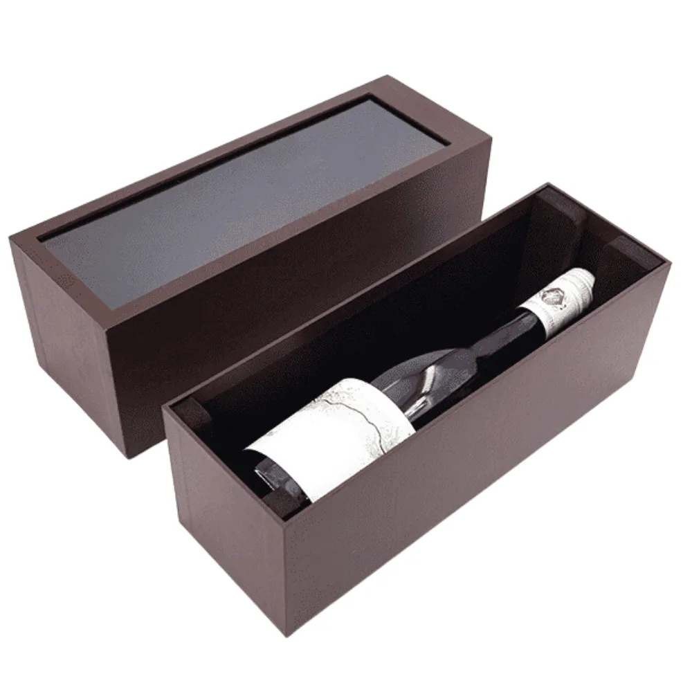 1-Bottle Whiskey Wine Gift Box with Window Cardboard 3