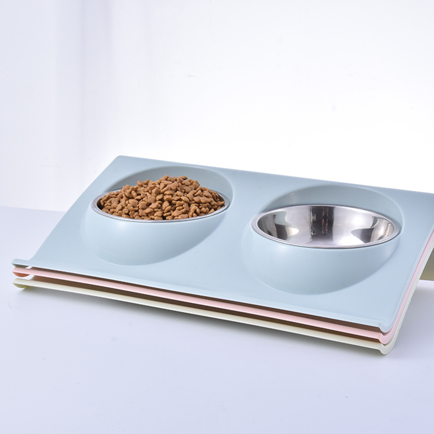 Double Pet Cat Dogs Feeding Bowls 3