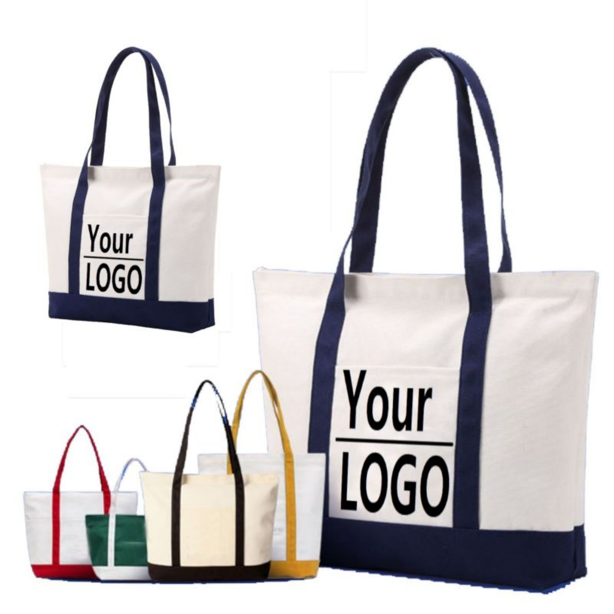 Portable Large Capacity Canvas Tote Bag, custom tote bag with logo imprint 2