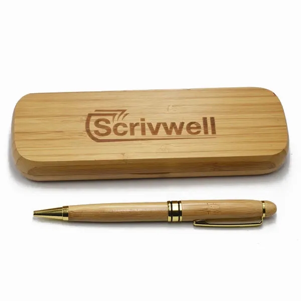 Eco-friendly Natural Bamboo Twist Ballpoint Pen Sets 3
