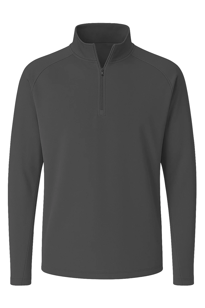 MENS WICKING SOLID 1/4 ZIP LS PULLOVER 2
