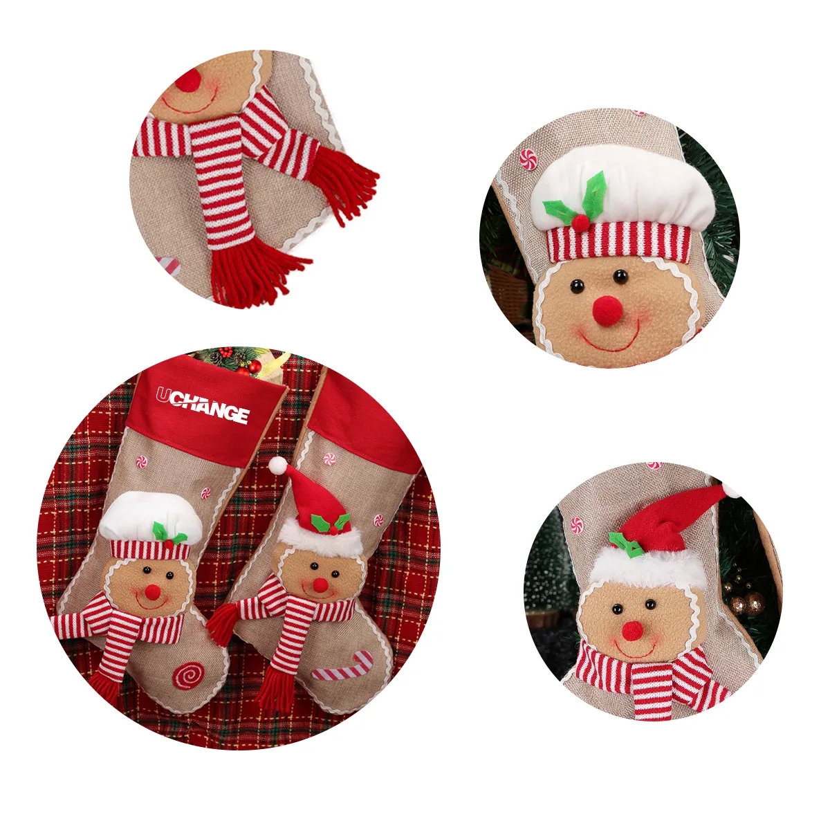 Gingerbread Applique Christmas Stocking 2
