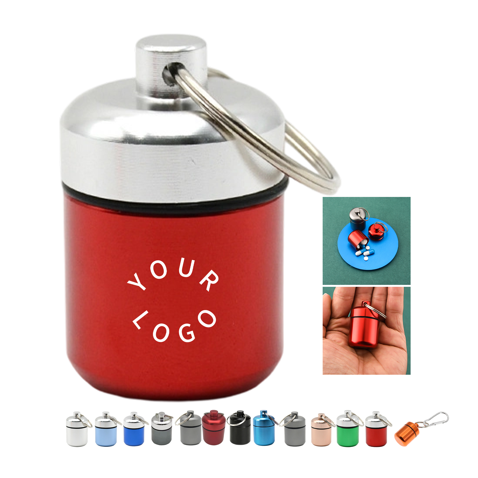 Aluminum Waterproof Portable Pill Box Keychain 4