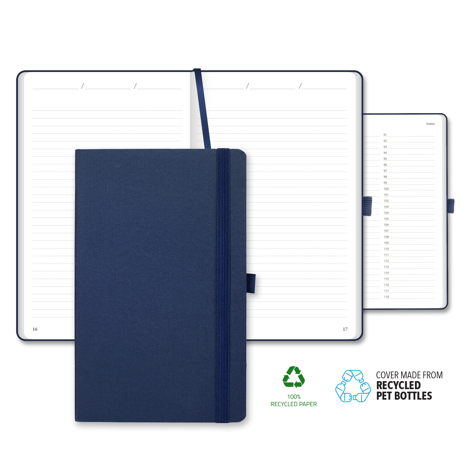 Castelli Oceano ECO rPET Medio Lined Recycled White Page Journal 13