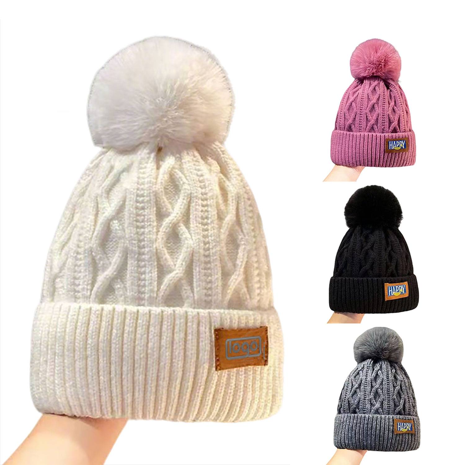 Women Winter Pompom Beanie Hat 1