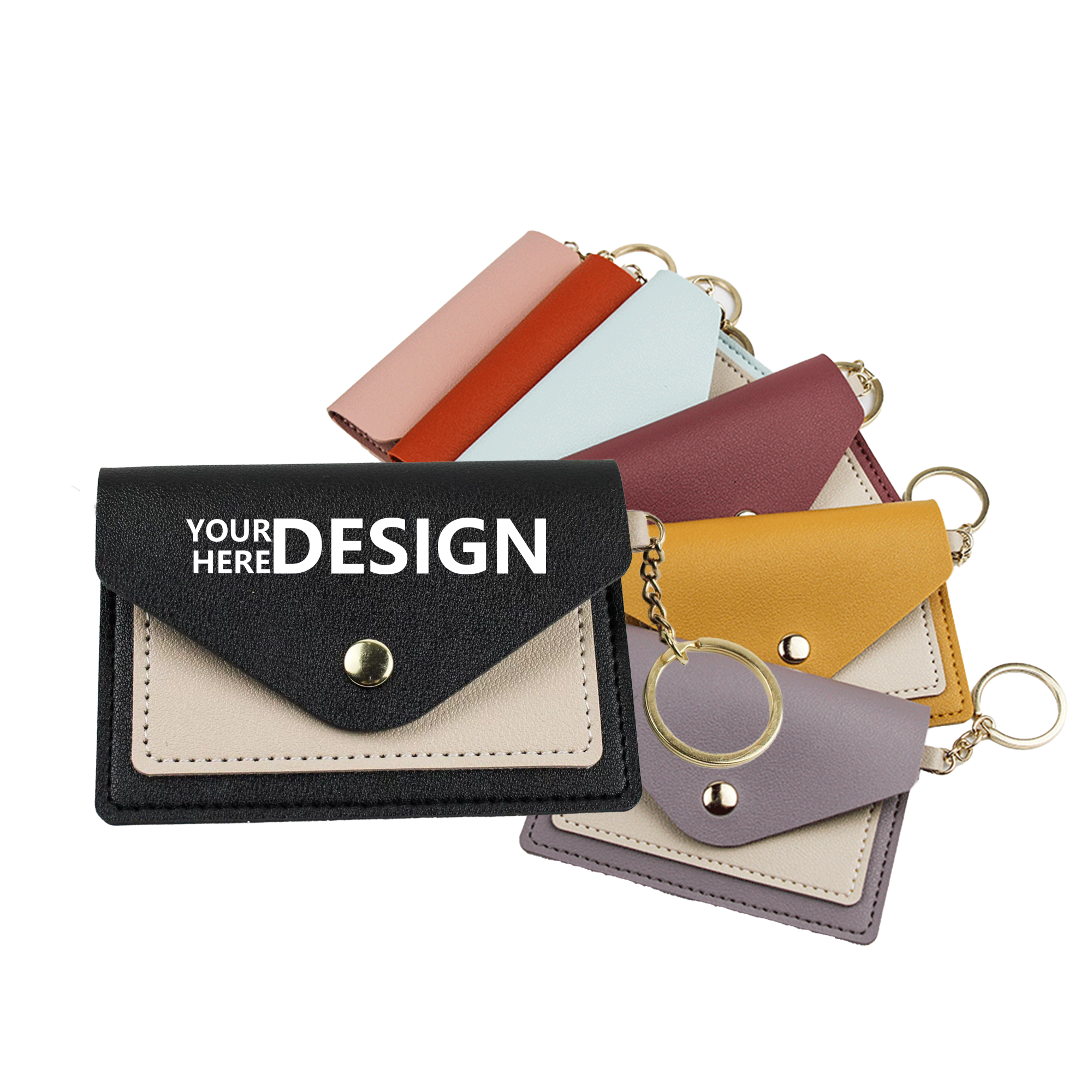 Sleek PU Leather Card Pouch with Key Attachment 1