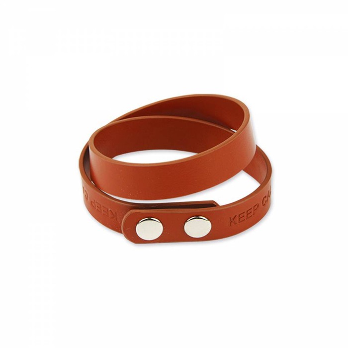 Double Wrap Synthetic Leather Bracelet w/Embossed Logo 1