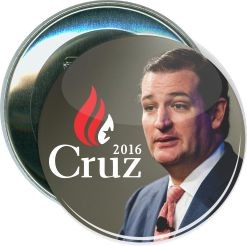 Cruz, Photo with Flame Logo, Political Button