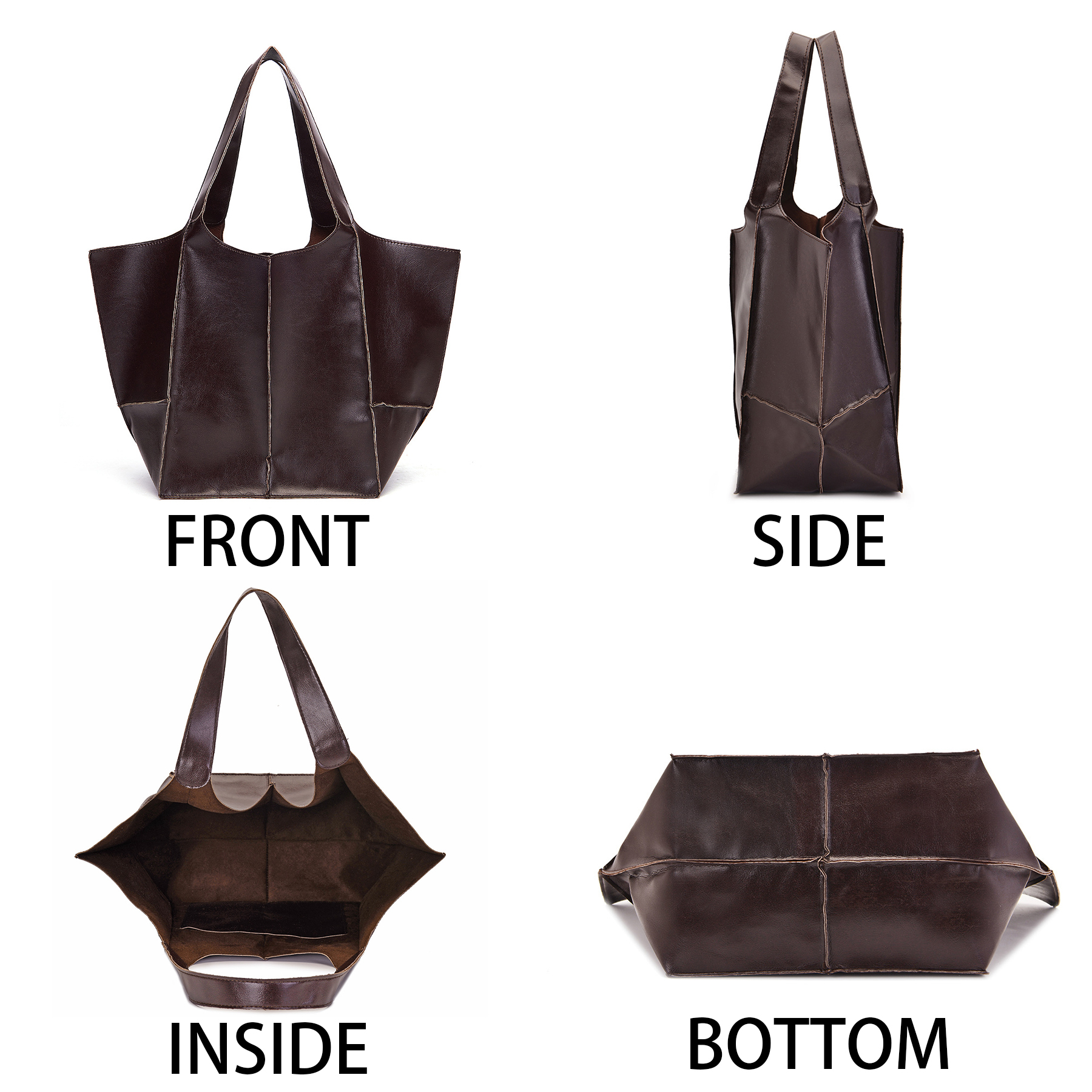 PU Large capacity wax peel ancient oil tote bag 6