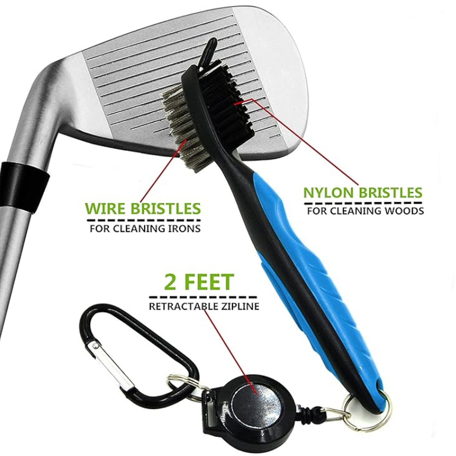 Golf Club Brush Groove Cleaner With Zip-Line Cleaning Tools 5