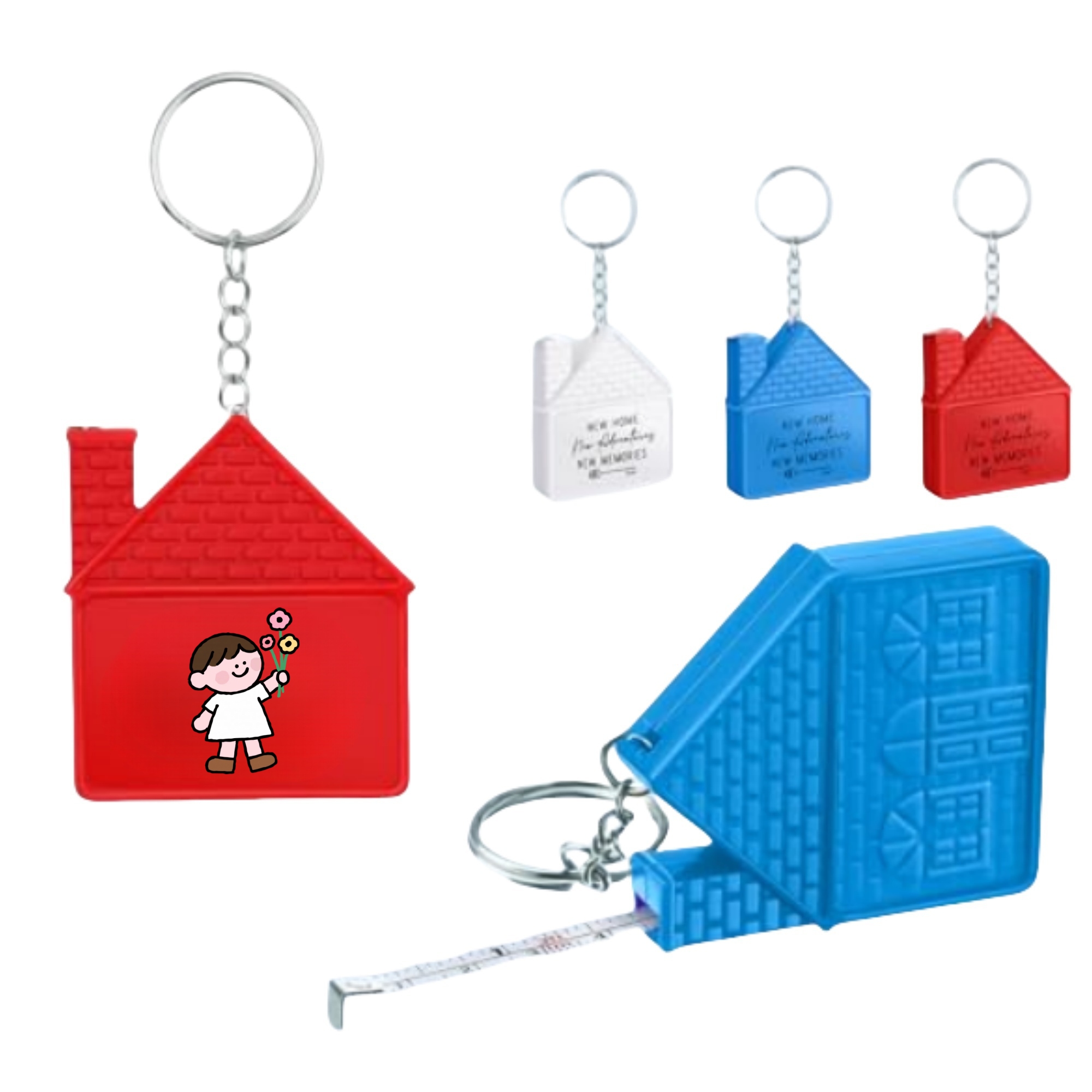 Small House Shaped Measure Tape Keychain 1