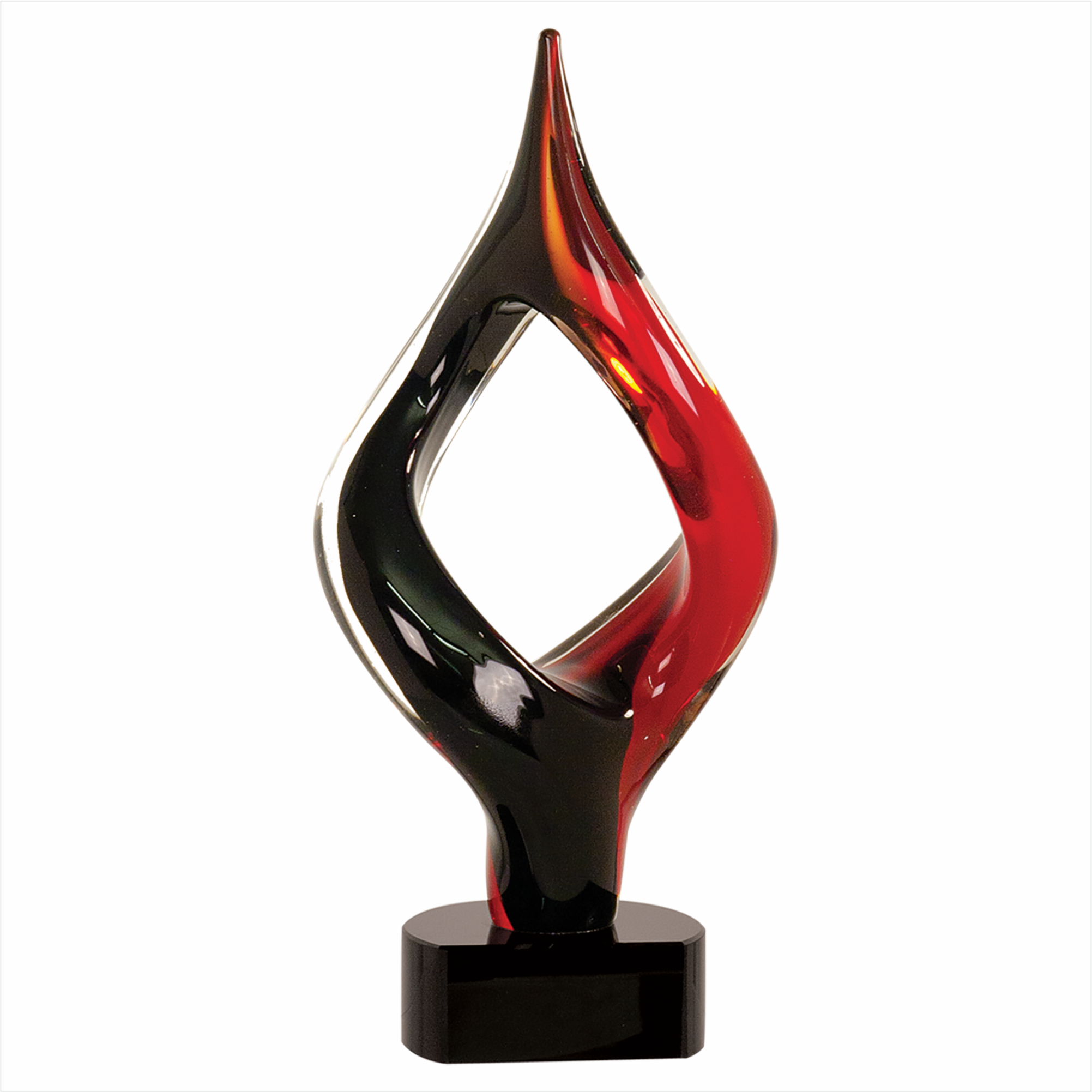 13 1/4" Red/Black Twist Art Glass 3