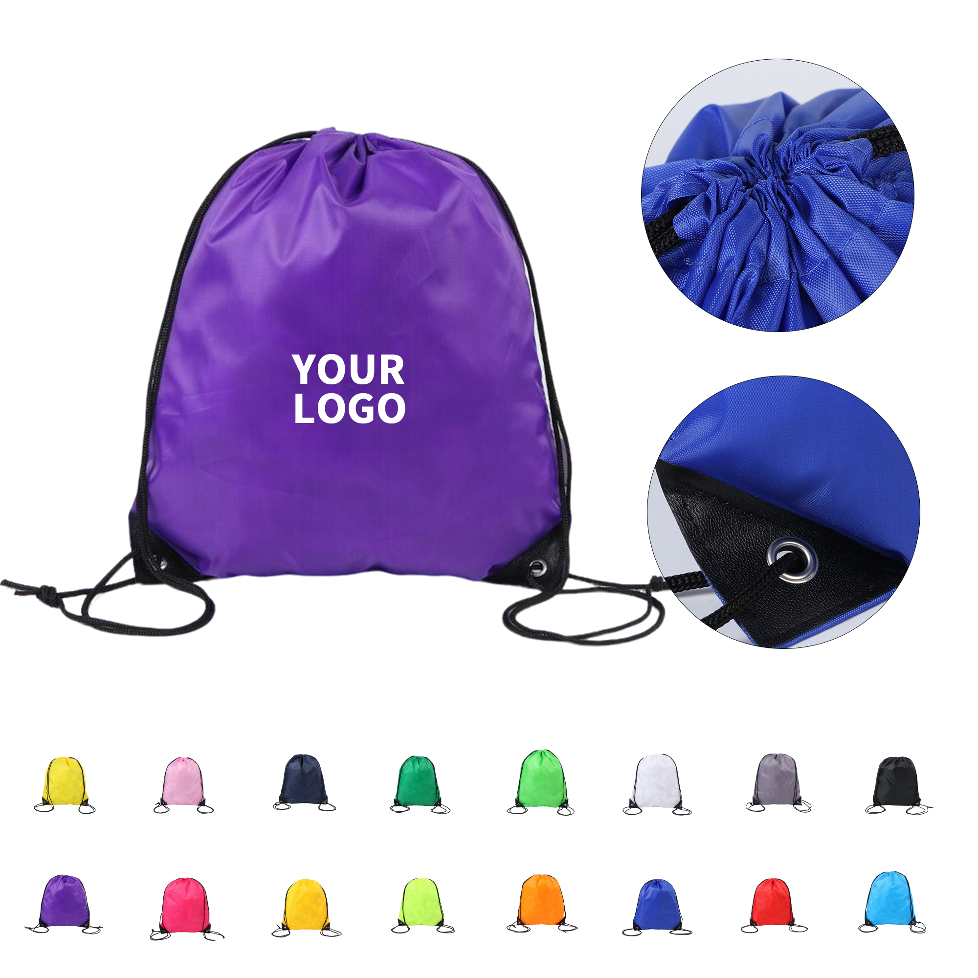 Polyester Drawstring Knapsack Bag 15.7" x 13.7" 15
