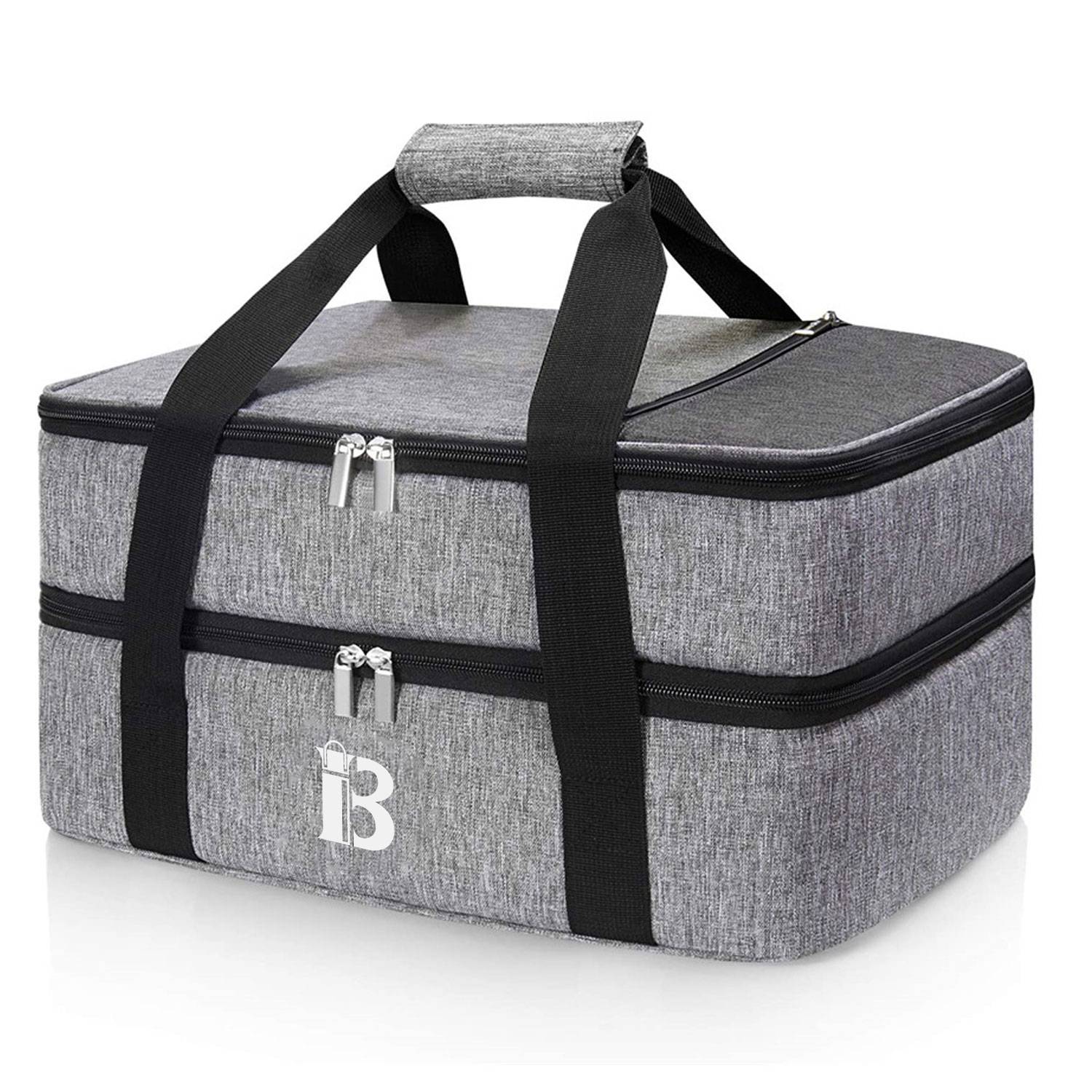 25L Double Decker Oxford Insulated Lunch Cooler Bag w/Handle