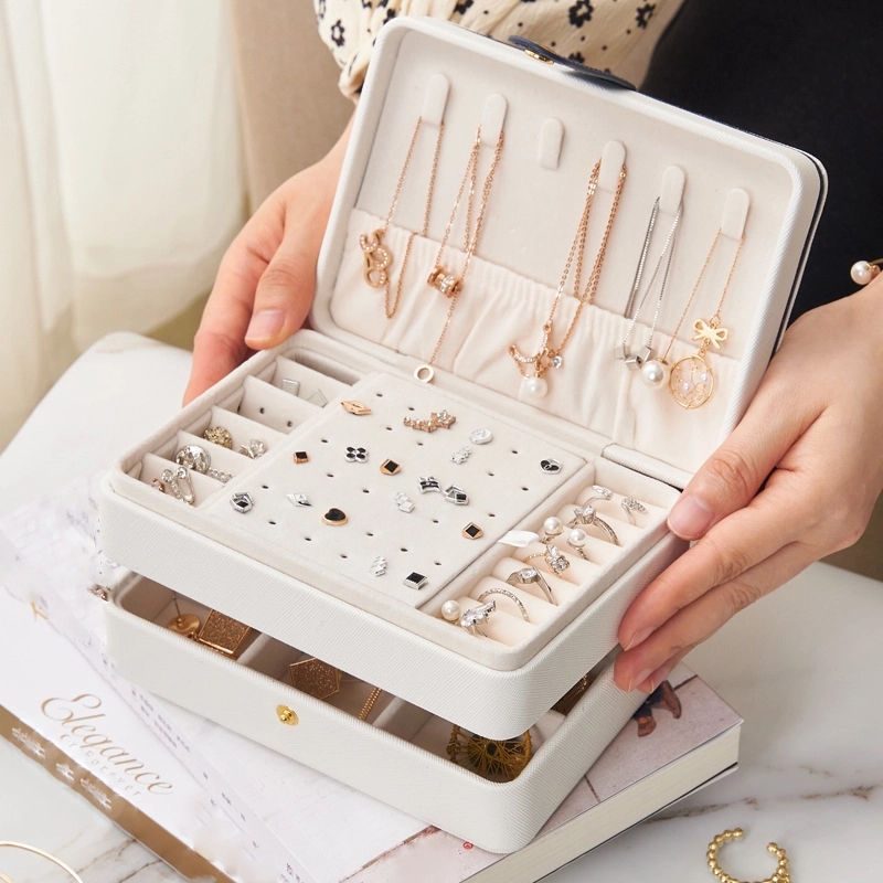 Custom PU Leather Multi-Layer Jewelry Organizer Storage Box 16